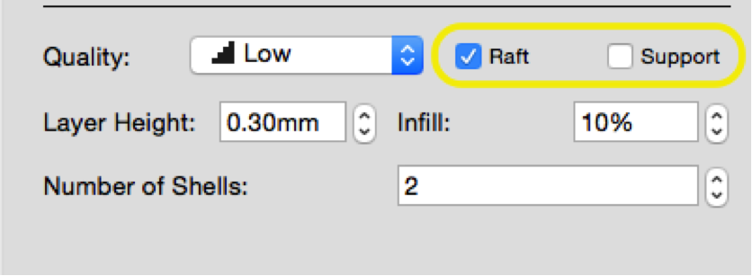 Raft and Support Checkboxes