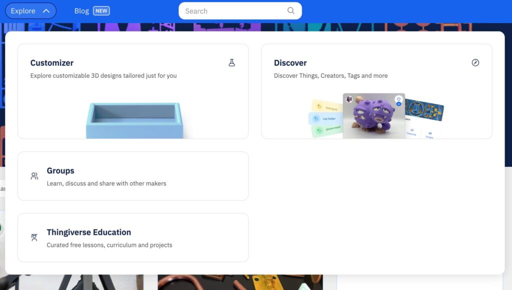 Screenshot Explore Menu